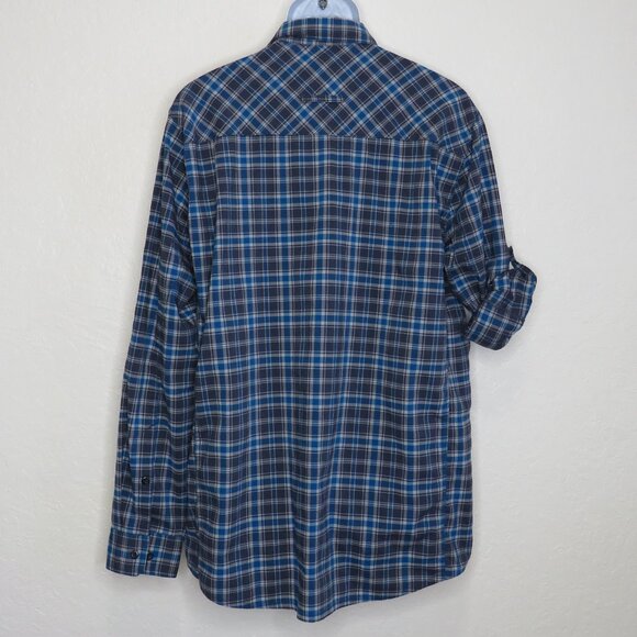 L.L.Bean* Men's Long Tab Sleeve Button Down Curved Hem Plaid Pocket Shirt~ LT - Picture 2 of 11